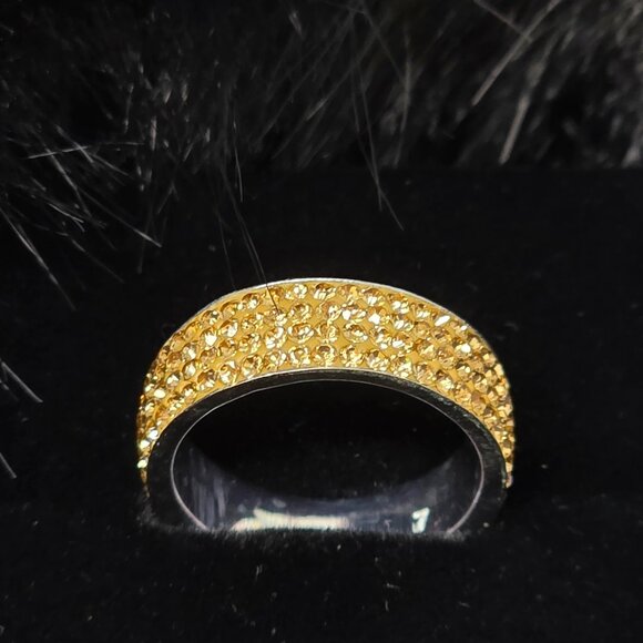 🎁🎅HOT Buy! 925 Silver Swarovski Pave Ring Topaz - Picture 1 of 2